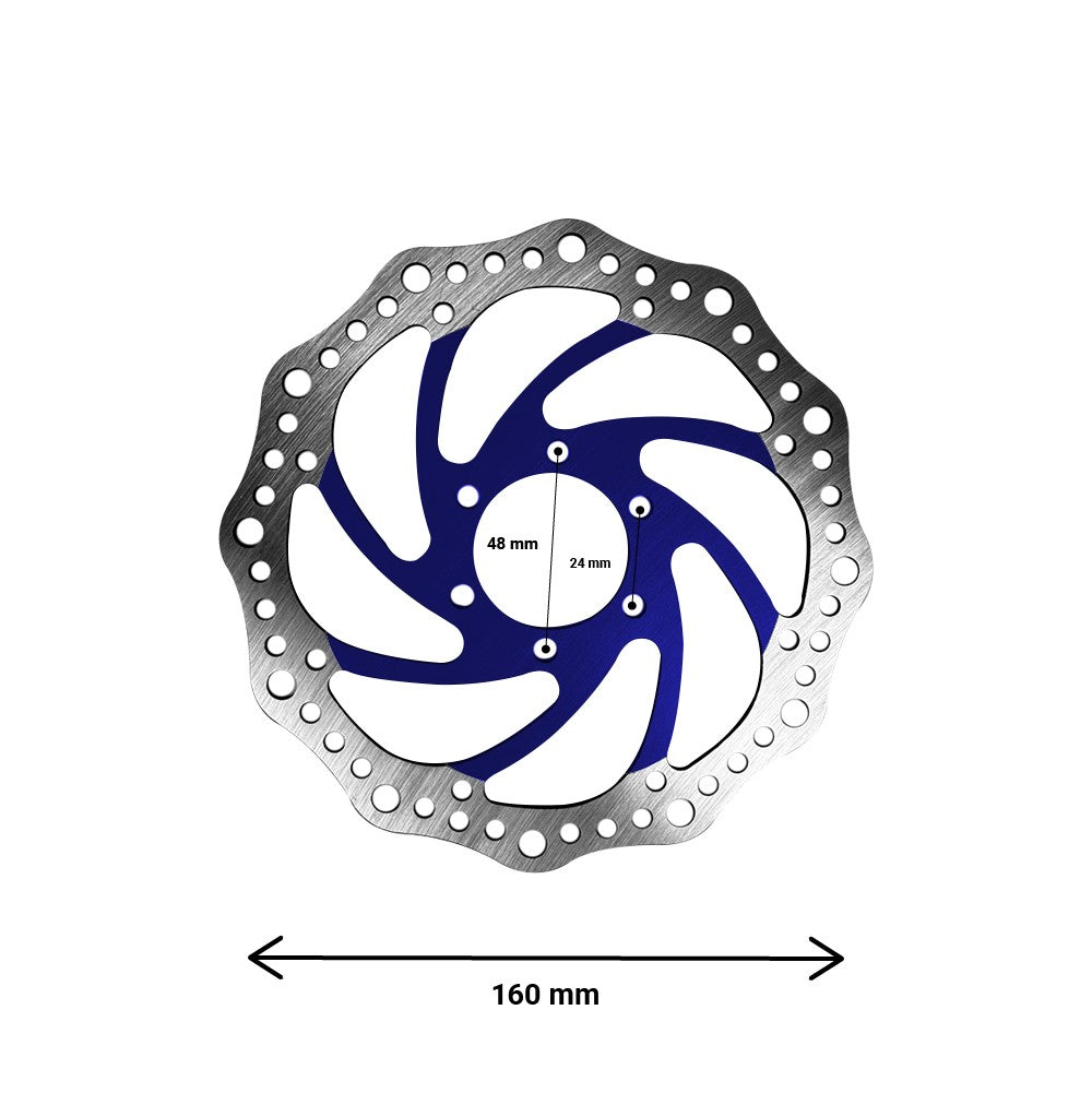 R6 Bremsscheibe 160 mm 48 mm Lochkreis – 6-Loch E-Scooter E-Bike Blau