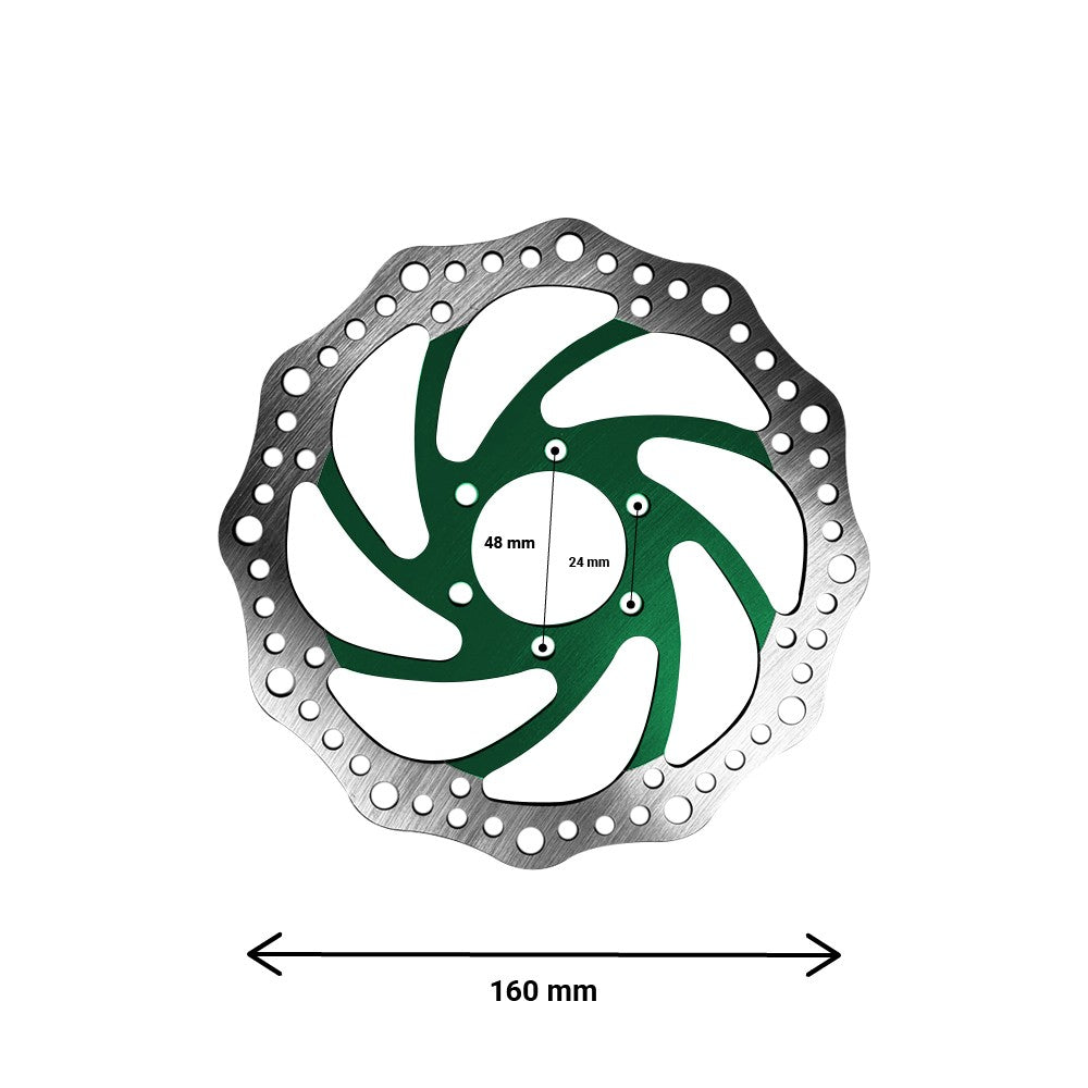 R6 Bremsscheibe 160 mm 48 mm Lochkreis – 6-Loch E-Scooter E-Bike Grün