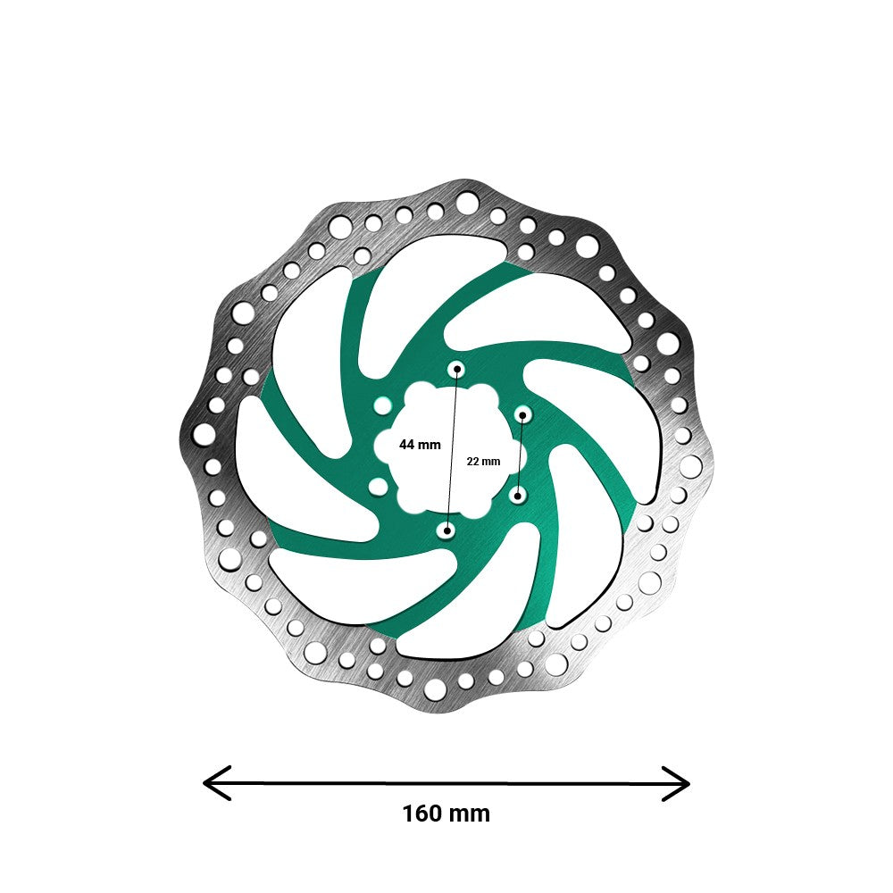 R6 Bremsscheibe 160 mm 44 mm Lochkreis – 6-Loch E-Scooter E-Bike Grün