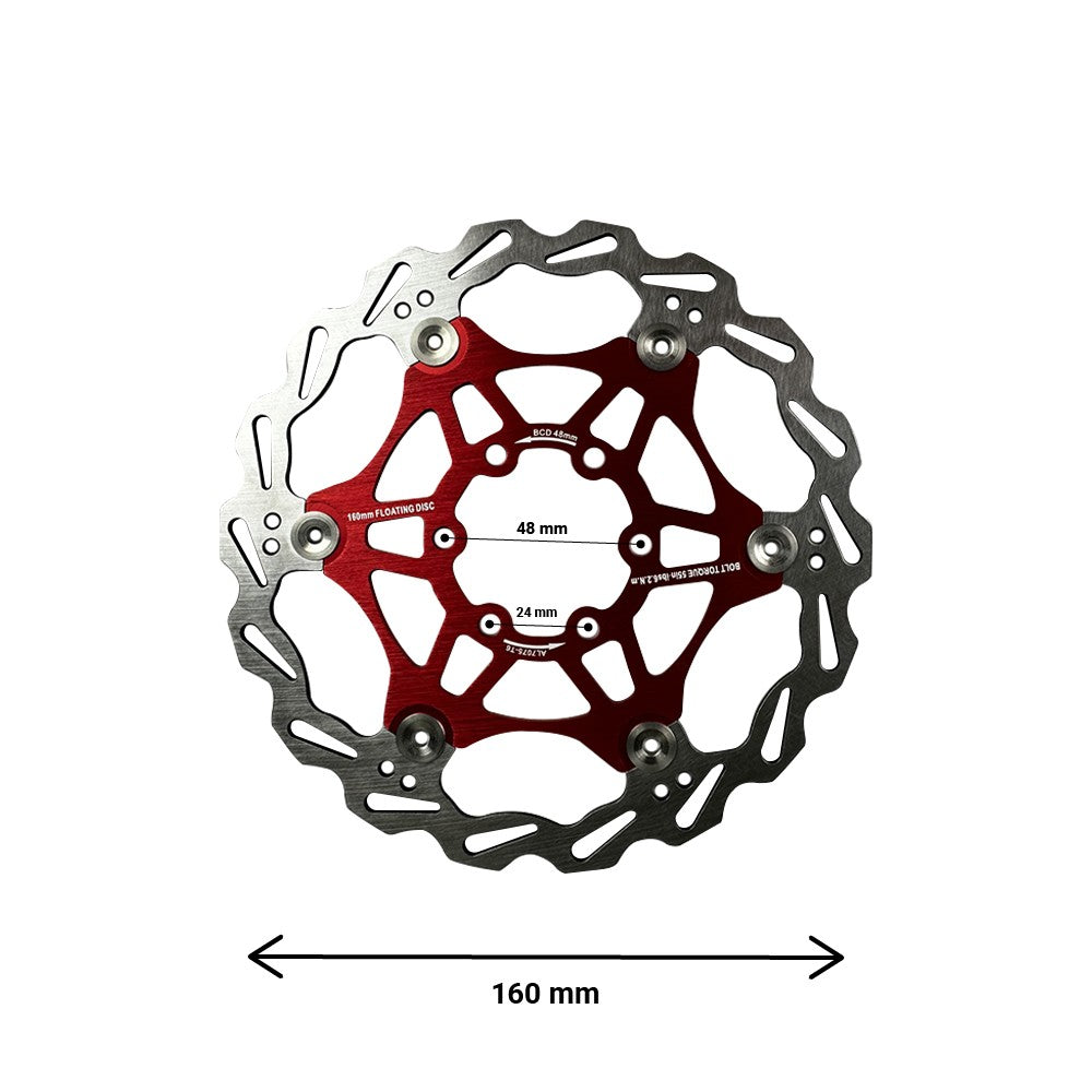 Schwimmende Bremsscheibe 160 mm 48 mm Lochkreis – Dualtron Thunder / Ultra Floating Disc Rot