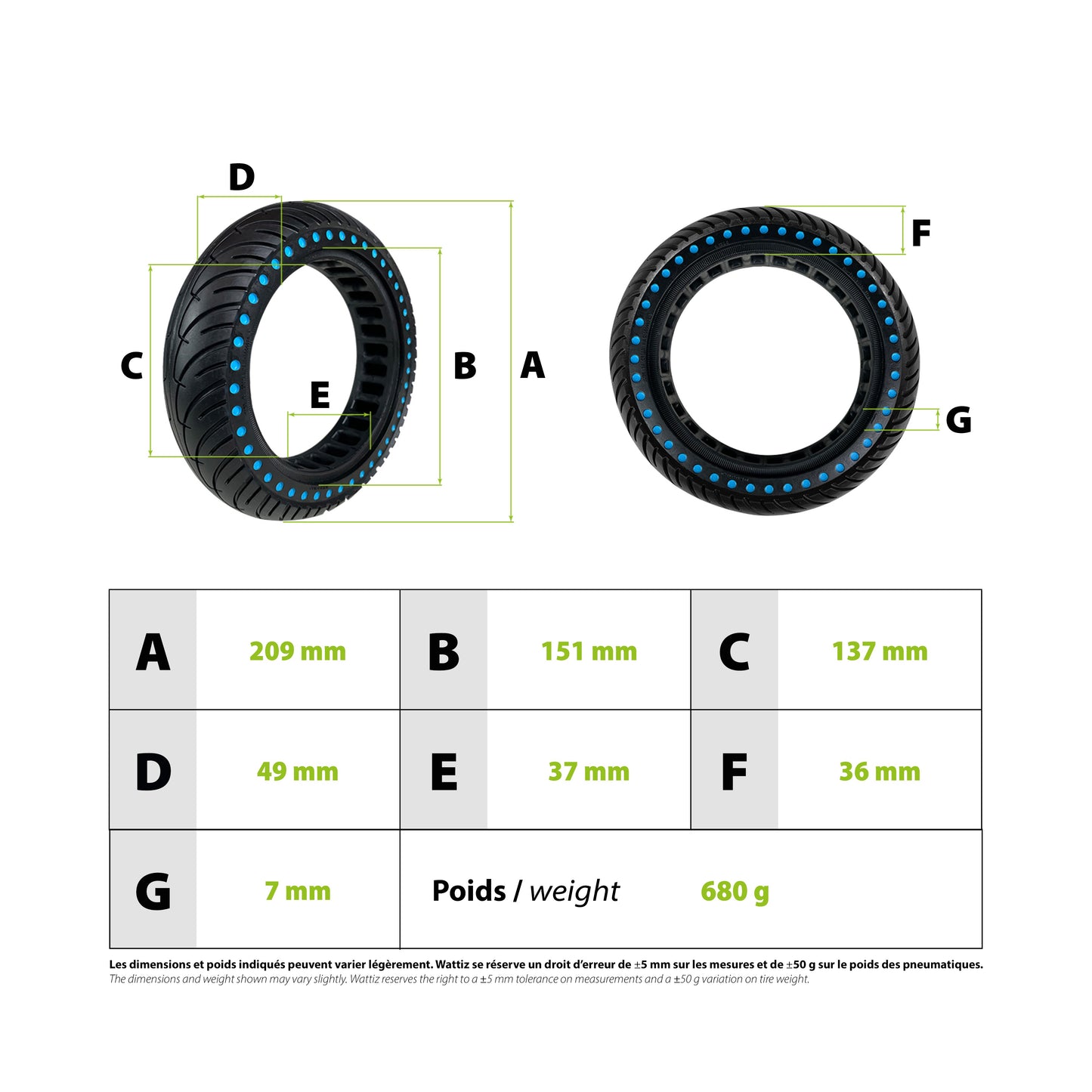Vollgummireifen 8,5×2 Zoll – Neue Generation (Wabenstruktur, Blau) – Xiaomi M365 / Pro / 1S / Essential / Pro 2