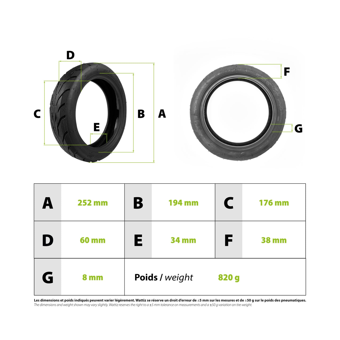 Tubeless Reifen 60/70-7 mit Pannenschutzgel (10 Zoll) – Xiaomi Mi4 Pro