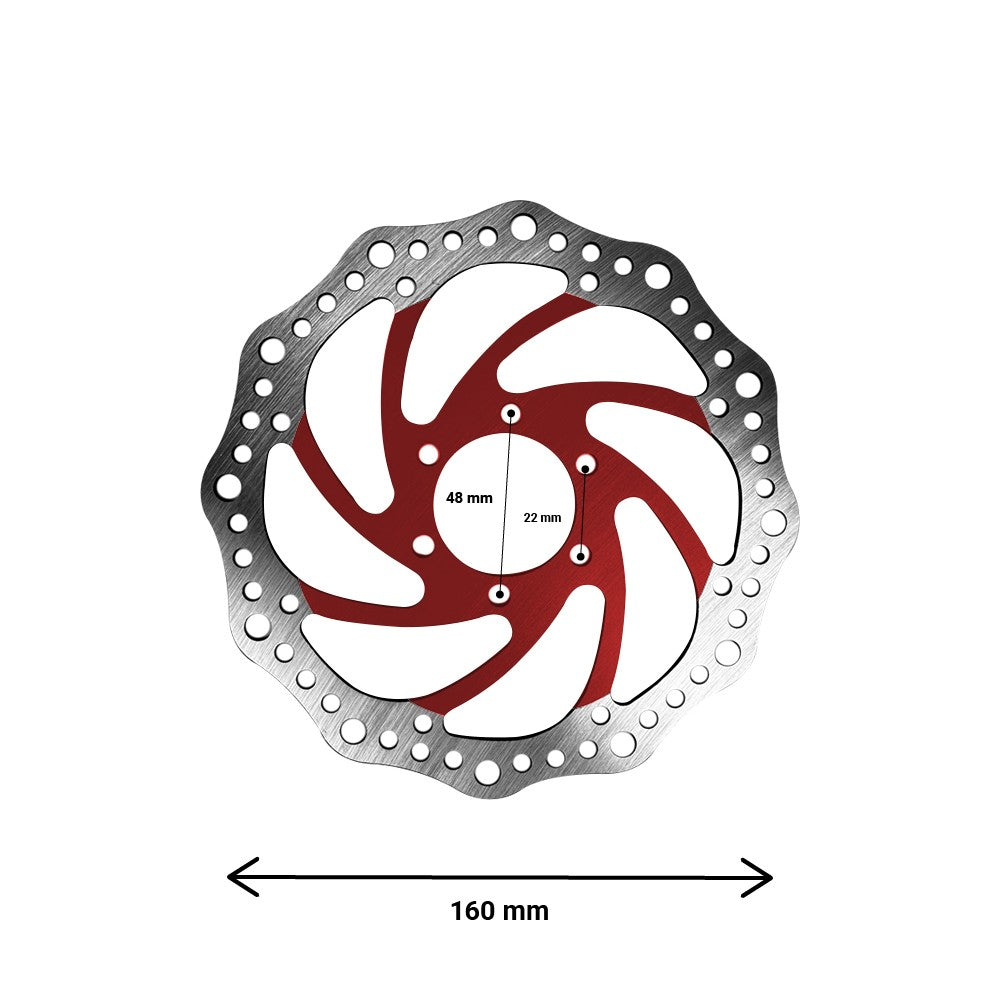 R6 Bremsscheibe 160 mm 48 mm Lochkreis – 6-Loch E-Scooter E-Bike Rot