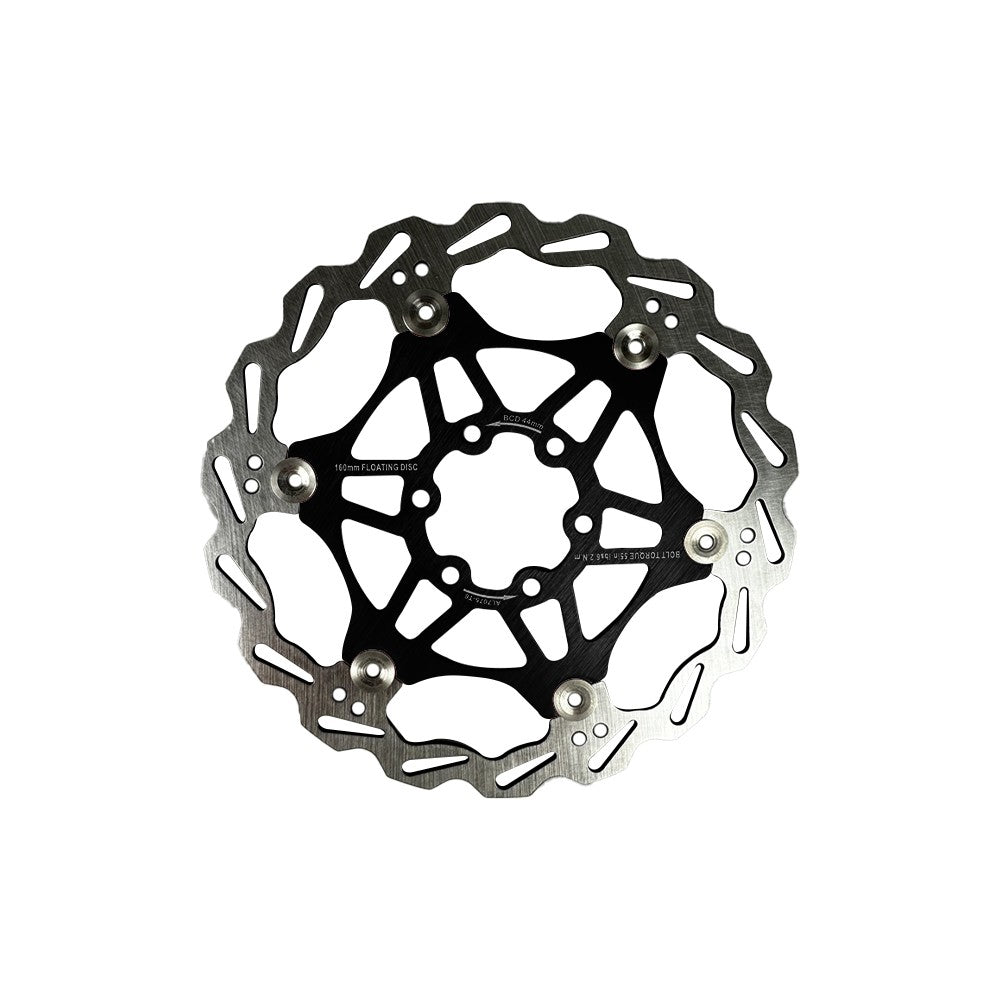 Schwimmende Bremsscheibe 160 mm 44 mm Lochkreis – 6-Loch Floating Disc E-Scooter E-Bike Schwarz