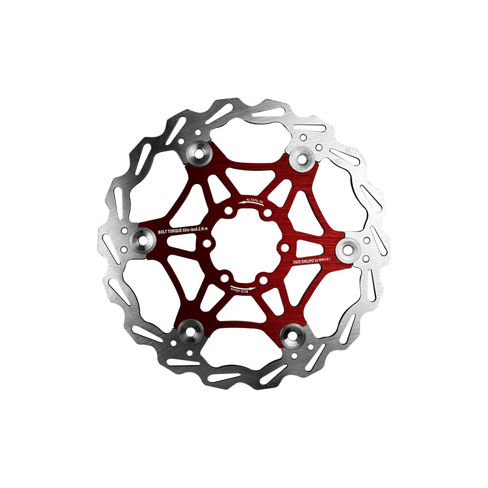 Schwimmende Bremsscheibe 180 mm 48 mm Lochkreis – Floating Disc Upgrade E-Scooter Rot
